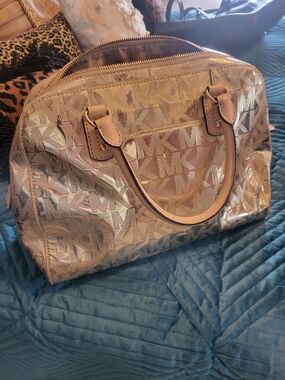 Michael Kors Women's Metallic Logo Satchel - Gold